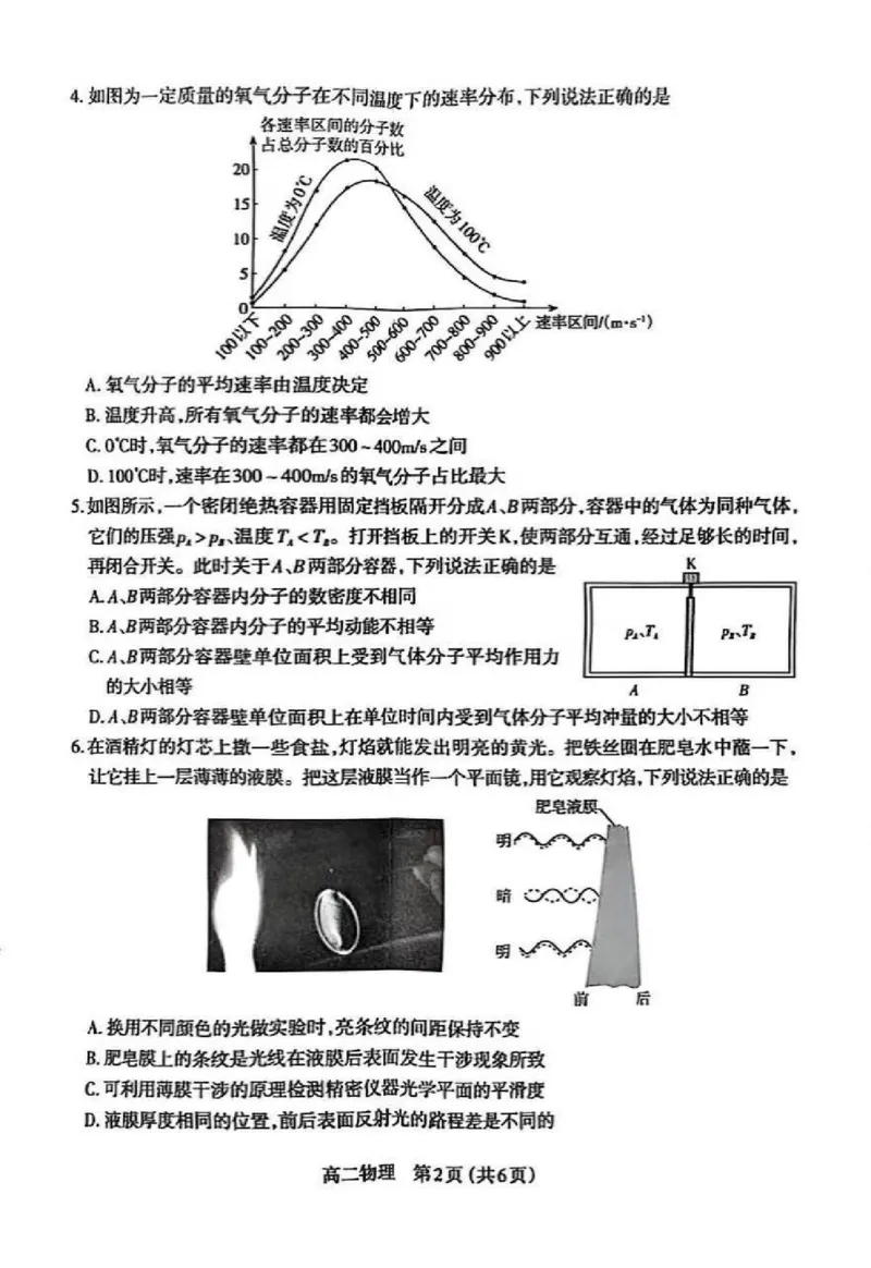 高二物理试题_2025年7月_250702山西省太原市2024-2025学年高二下学期期末（全科）_太原市2024-2025学年高二下学期期末物理