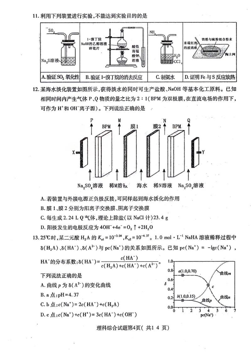 理综试题_(1)_2024届山西省临汾市高考考前适应性训练考试(一)_2024届山西省临汾市高考考前适应性训练考试(一)理综