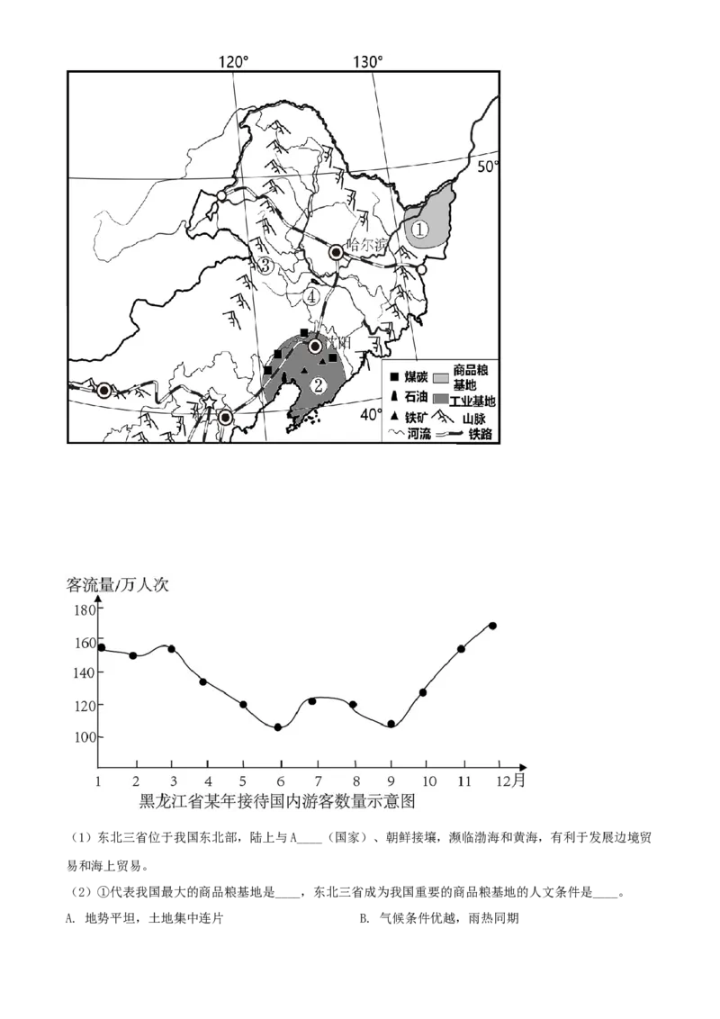 精品解析：2022年辽宁省本溪市中考地理真题（原卷版）_中考真题_9.地理中考真题2015-2024年_2022中考地理真题98份18