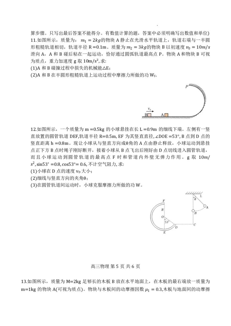 红桥区（高三上学期）期中（物理）2025-2026学年试卷_2025年11月_251116天津市红桥区2025-2026学年高三上学期11月期中考试_天津市红桥区2025-2026学年高三上学期11月期中考试物理试题