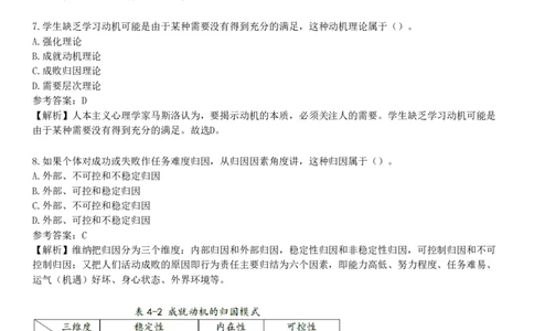 第七节　学习动机_4-教培资料-26年最新资料-同步更新_初中高中教资_2025下中学教资笔试_05科一科二题库类_25中学教育知识与能力_章节练习_第四章　中学生学习心理