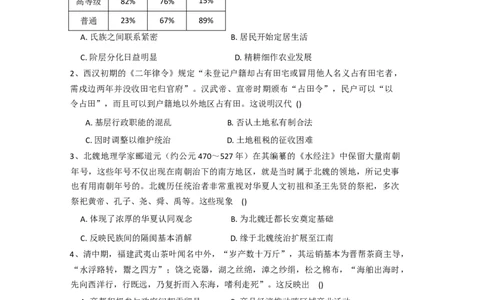 福建省漳州市第三中学2025-2026学年高三上学期12月月考历史试题（含答案）_2025年12月_251214福建省漳州市第三中学2025-2026学年高三上学期12月月考（全科）
