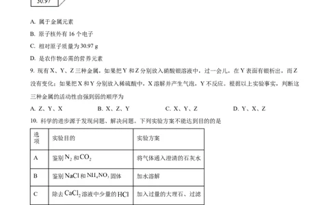 精品解析：2023年甘肃省白银市中考化学真题（原卷版）_中考真题_5.化学中考真题2015-2024年_2023年中考化学真题7.20_精品解析：2023年甘肃省白银市中考化学真题