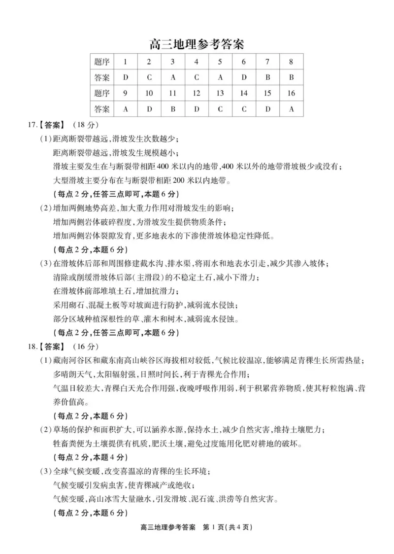 高三地理答案_2025年12月_251203安徽省鼎尖名校2025-2026学年高三上学期第六届逐梦星辰11月联考（全科）_安徽省鼎尖名校2025-2026学年高三上学期第六届逐梦星辰联考地理试卷（含答案）