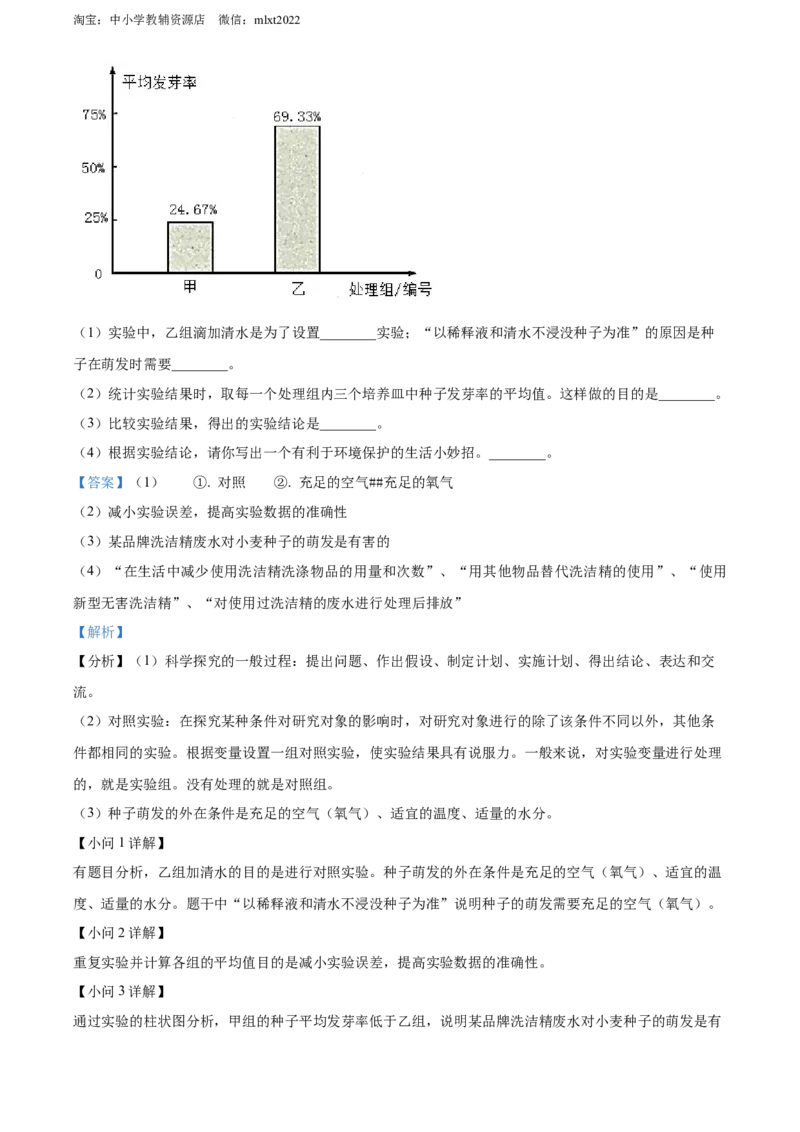 精品解析：2022年陕西省中考生物真题（B卷）（解析版）_中考真题_8.生物中考真题2015-2024年_2022年全国中考生物114份14