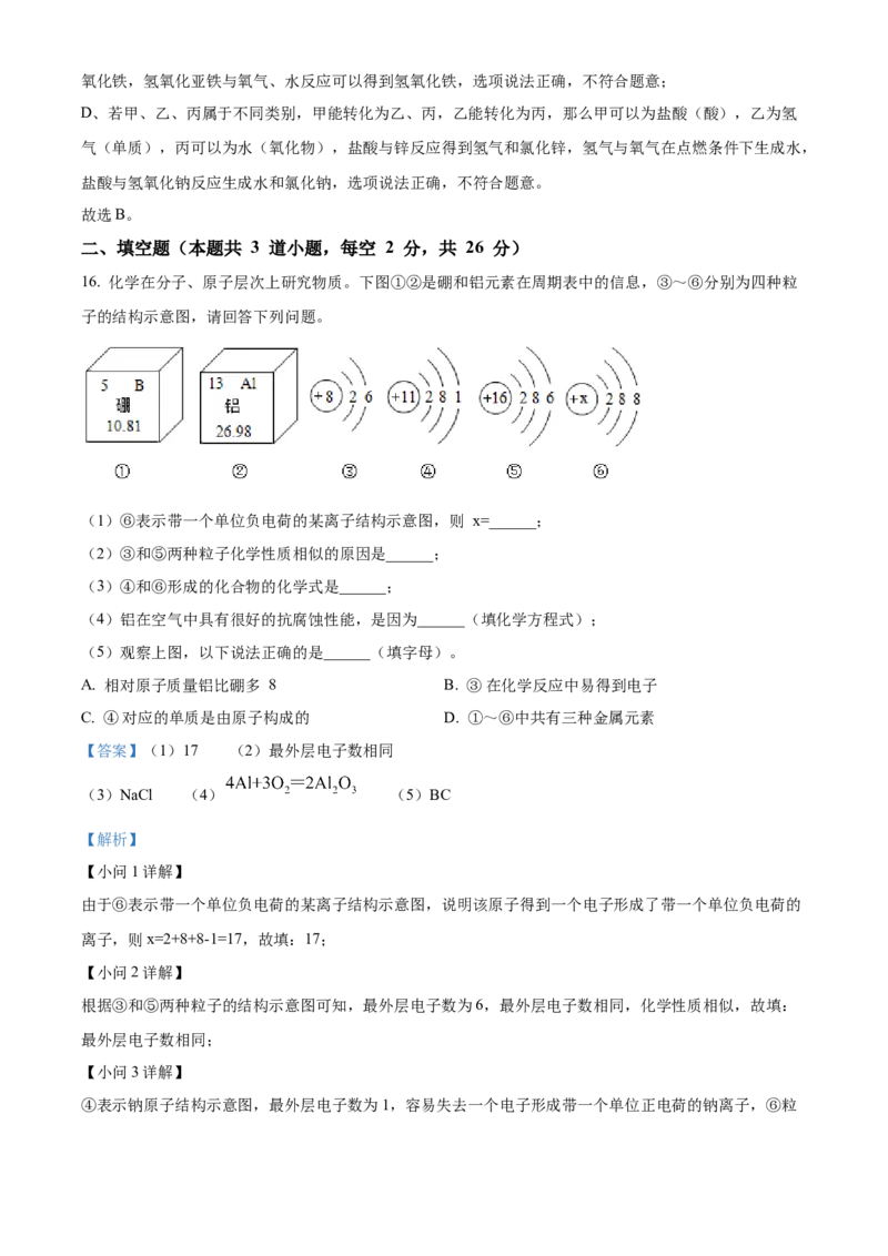 精品解析：2022年湖南省岳阳市中考化学真题（解析版）_中考真题_5.化学中考真题2015-2024年_地区卷_湖南省_岳阳化学12-22