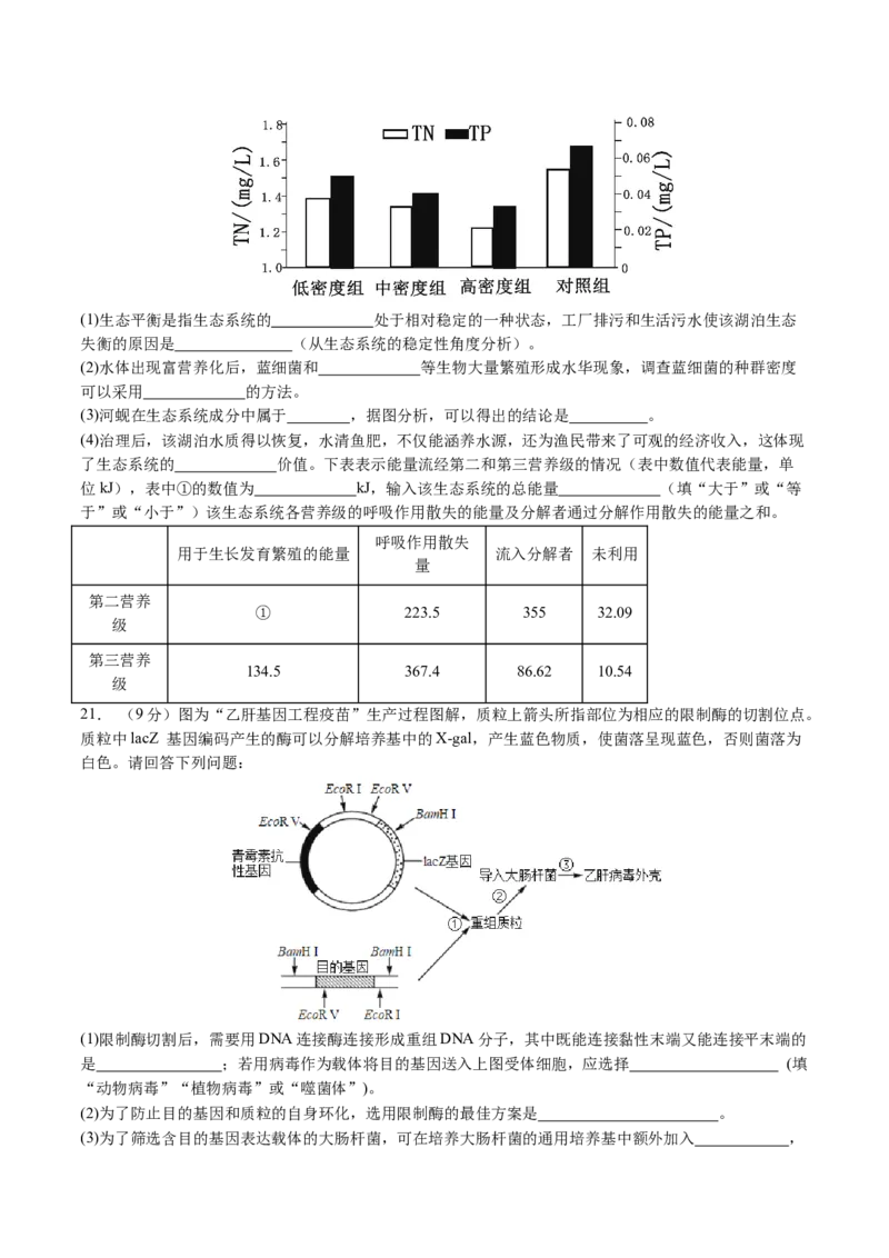 生物（贵州、安徽、甘肃适用，16+5题型）（考试版）A4_学易金卷丨2024年1月&ldquo;七省联考&rdquo;考前猜想卷_生物（贵州、安徽、甘肃适用，16+5题型）
