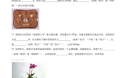 精品解析：2022年青海省中考物理试题（原卷版）_中考真题_4.物理中考真题2015-2024年_2022中考物理真题128份14