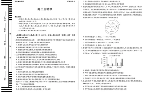 生物学B卷安徽高三12月考_2025年12月_251222安徽省天一大联考2025-2026学年高三上学期12月联考（全科）