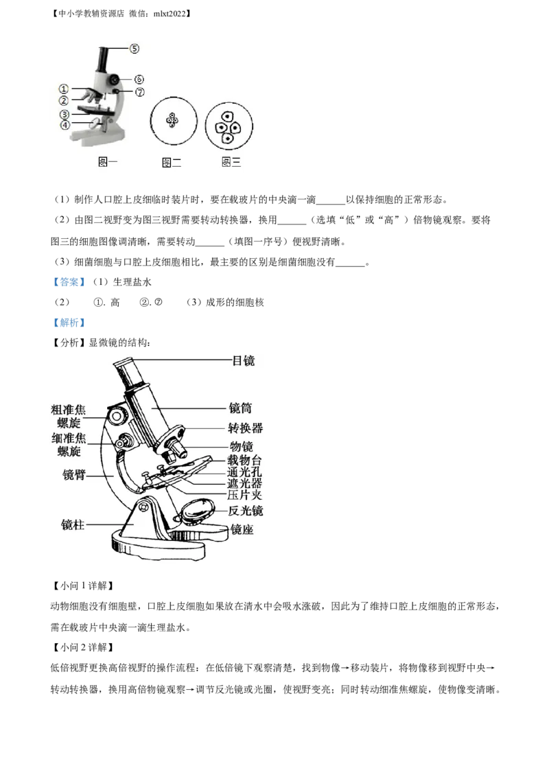 精品解析：2022年湖南省湘西州中考生物真题（解析版）_中考真题_8.生物中考真题2015-2024年_2022年全国中考生物114份14