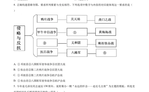 精品解析：2023年四川省遂宁市中考历史真题（原卷版）_中考真题_6.历史中考真题2015-2024年_2023中考历史真题7.20_精品解析：2023年四川省遂宁市中考历史真题