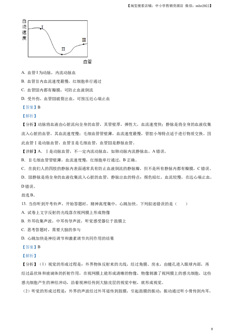 精品解析：2023年湖南省邵阳市中考生物真题（解析版）_中考真题_8.生物中考真题2015-2024年_2023年全国中考生物7.20_精品解析：2023年湖南省邵阳市中考生物真题