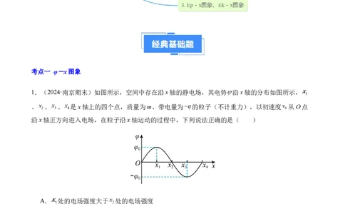 专题03静电场中的图像问题（新高考通用）（解析版）_1多考区联考_0109好题汇编备战2024-2025学年高二物理上学期期末真题分类汇编（新高考通用）
