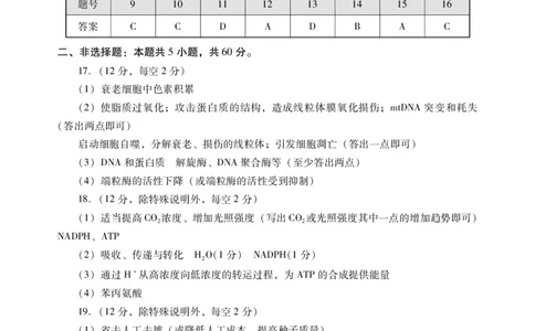 肇庆市2024届高三第二次教学质量检测生物答案_2024届广东省肇庆市高三上学期第二次教学质量检测_广东省肇庆市2024届高三上学期第二次教学质量检测生物