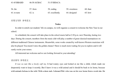 英语参考答案长沙市2024年新高考适应性考试_2024届湖南省长沙市高三上学期新高考适应性考试_2024届湖南省长沙市高三上学期新高考适应性考试英语