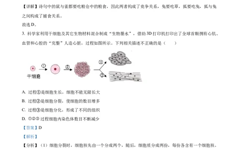 精品解析：2023年四川省凉山彝族自治州中考生物真题（解析版）_中考真题_8.生物中考真题2015-2024年_2023年全国中考生物7.20_精品解析：2023年四川省凉山彝族自治州中考生物真题