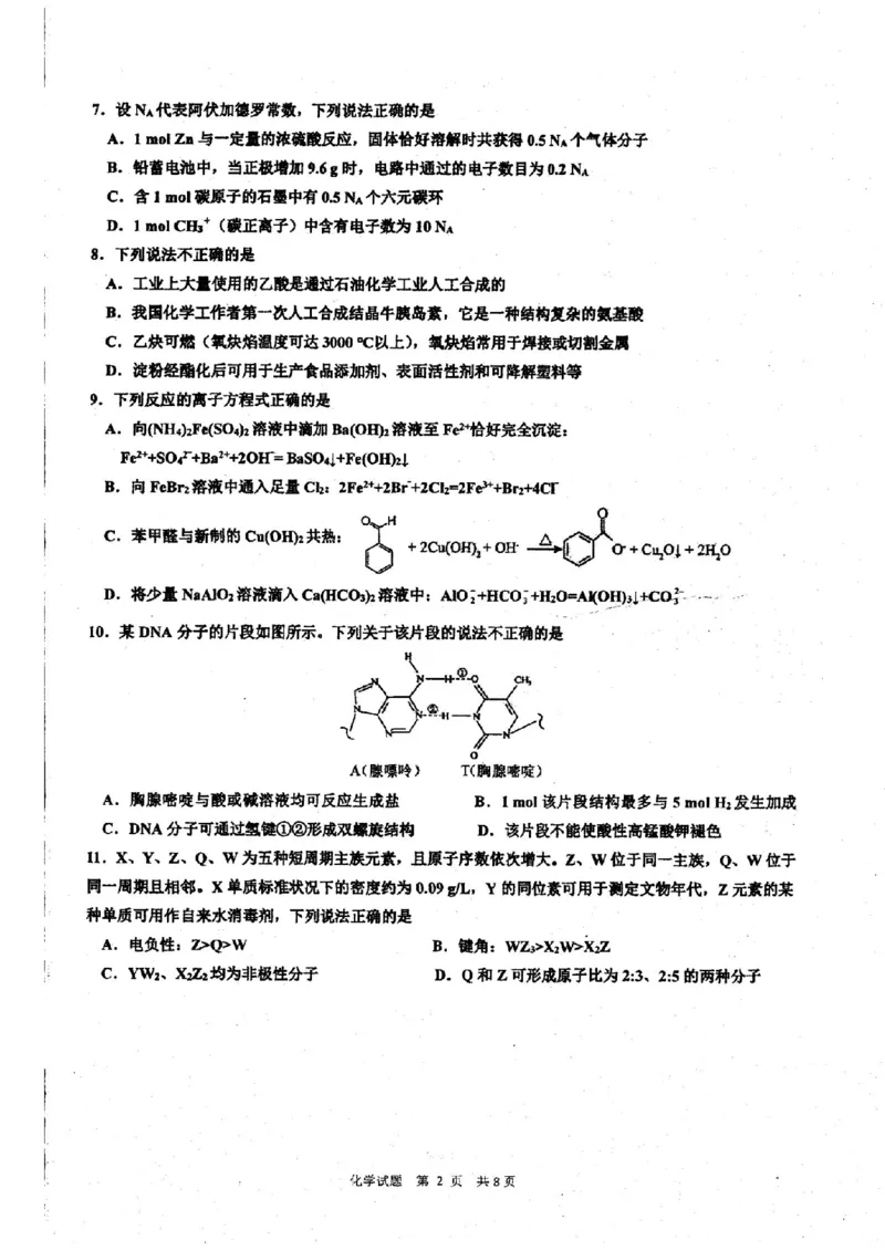 浙江省镇海中学2023-2024学年高三上学期首考12月模拟卷化学试题_2024届浙江省宁波市镇海中学高三12月首考模拟_浙江省宁波市镇海中学2024届高三12月首考模拟化学