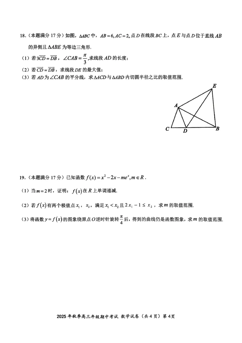 鄂东南联考数学试卷_251103湖北省鄂东南教育联盟2025-2026学年高三上学期11月联考（全科）_湖北省鄂东南教育联盟2025-2026学年高三上学期期中考试数学