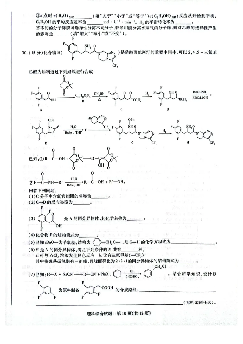 天一大联考顶尖联盟2024届高三阶段性测试（二）理综_2024届天一大联考顶尖联盟高三阶段性测试（二）（新教材老高考）