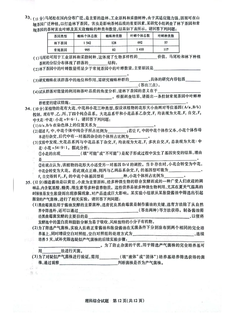 天一大联考顶尖联盟2024届高三阶段性测试（二）理综_2024届天一大联考顶尖联盟高三阶段性测试（二）（新教材老高考）