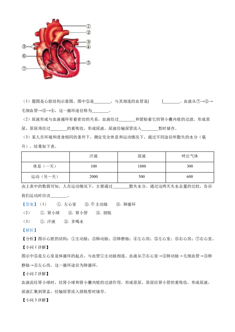 精品解析：2022年湖北省咸宁市中考生物真题（解析版）_中考真题_8.生物中考真题2015-2024年_2022年全国中考生物114份14