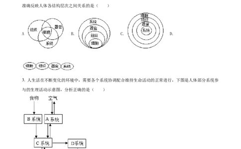 精品解析：2022年湖北省随州市中考生物真题（原卷版）_中考真题_8.生物中考真题2015-2024年_2022年全国中考生物114份14