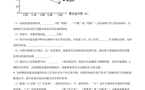 精品解析：2022年湖北省随州市中考生物真题（原卷版）_中考真题_8.生物中考真题2015-2024年_2022年全国中考生物114份14
