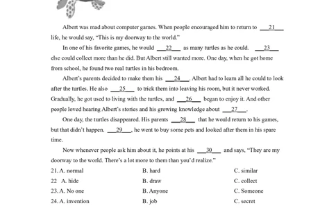 精品解析：2022年四川省成都市中考英语真题（原卷版）_中考真题_3.英语中考真题2015-2024年_2022中考英语真题143份11