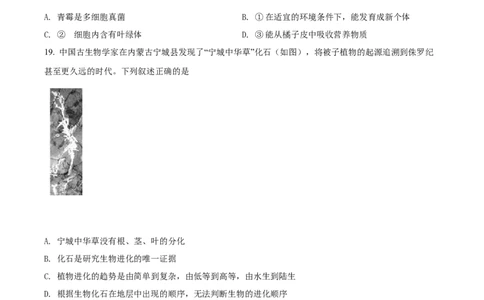精品解析：2022年山西省大同市八年级结业考试生物试题（原卷版）_中考真题_8.生物中考真题2015-2024年_2022年全国中考生物114份14
