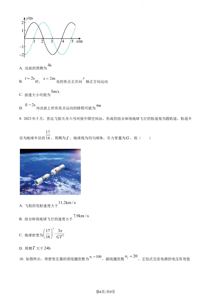 精品解析：河北省沧州市2023-2024学年高三上学期1月期末联考物理试题（原卷版）_2024届河北省沧州市联考高三上学期1月期末考试_河北省沧州市联考2024届高三上学期1月期末考试物理