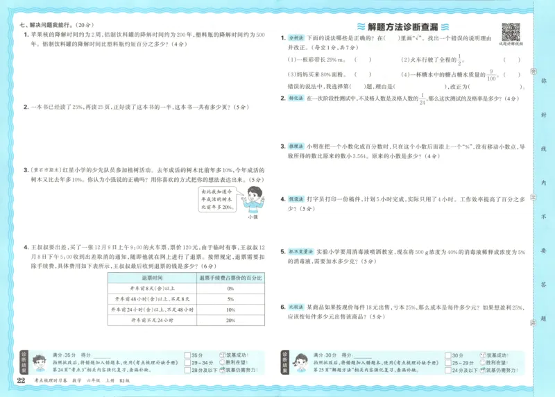 试卷_25秋小学语数英习题试卷_数学_人教版_25秋1-6年级上册数学《王朝霞考点梳理时习卷》_六年数学上册《王朝霞考点梳理时习卷》人教25秋