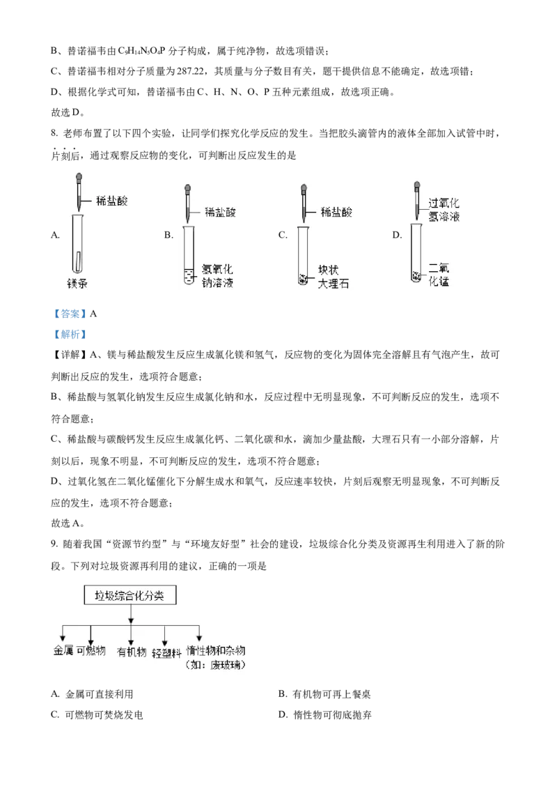 精品解析：2022年山西省中考化学真题（解析版）_中考真题_5.化学中考真题2015-2024年_2022年中考化学真题（127份）14