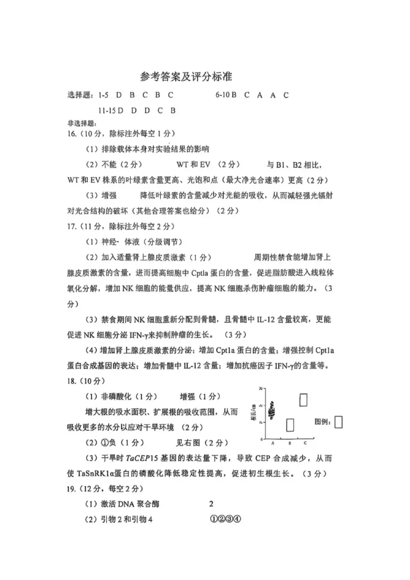 生物答案_2025年12月_251214四川省自贡市普高2026届第一次诊断性考试_四川省自贡市普高2026届第一次诊断性考试生物