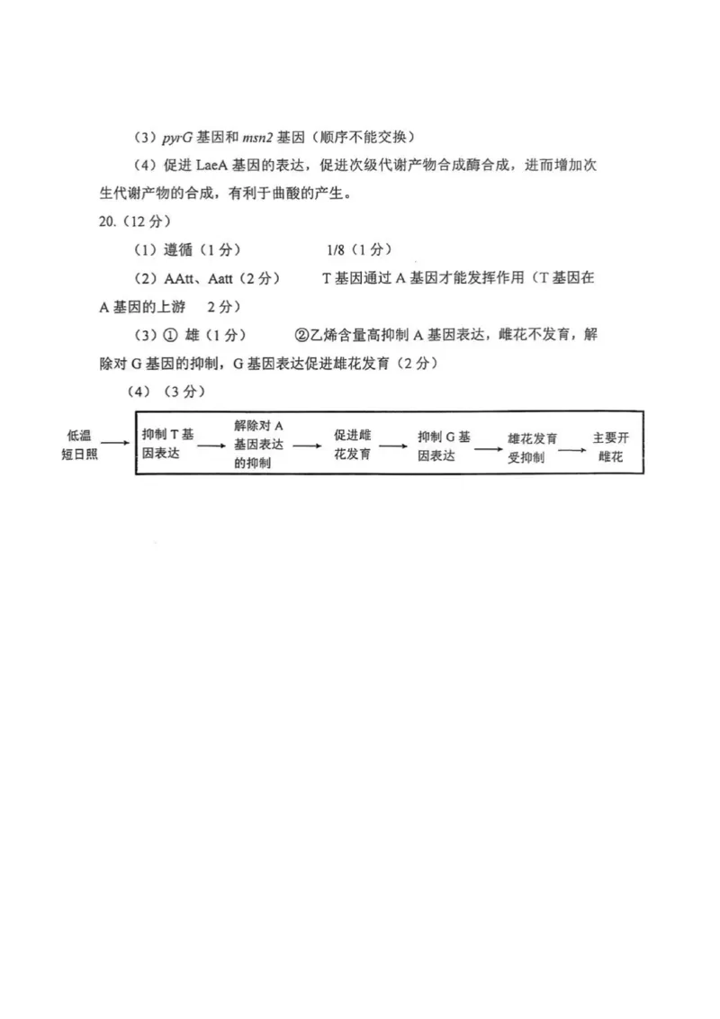 生物答案_2025年12月_251214四川省自贡市普高2026届第一次诊断性考试_四川省自贡市普高2026届第一次诊断性考试生物