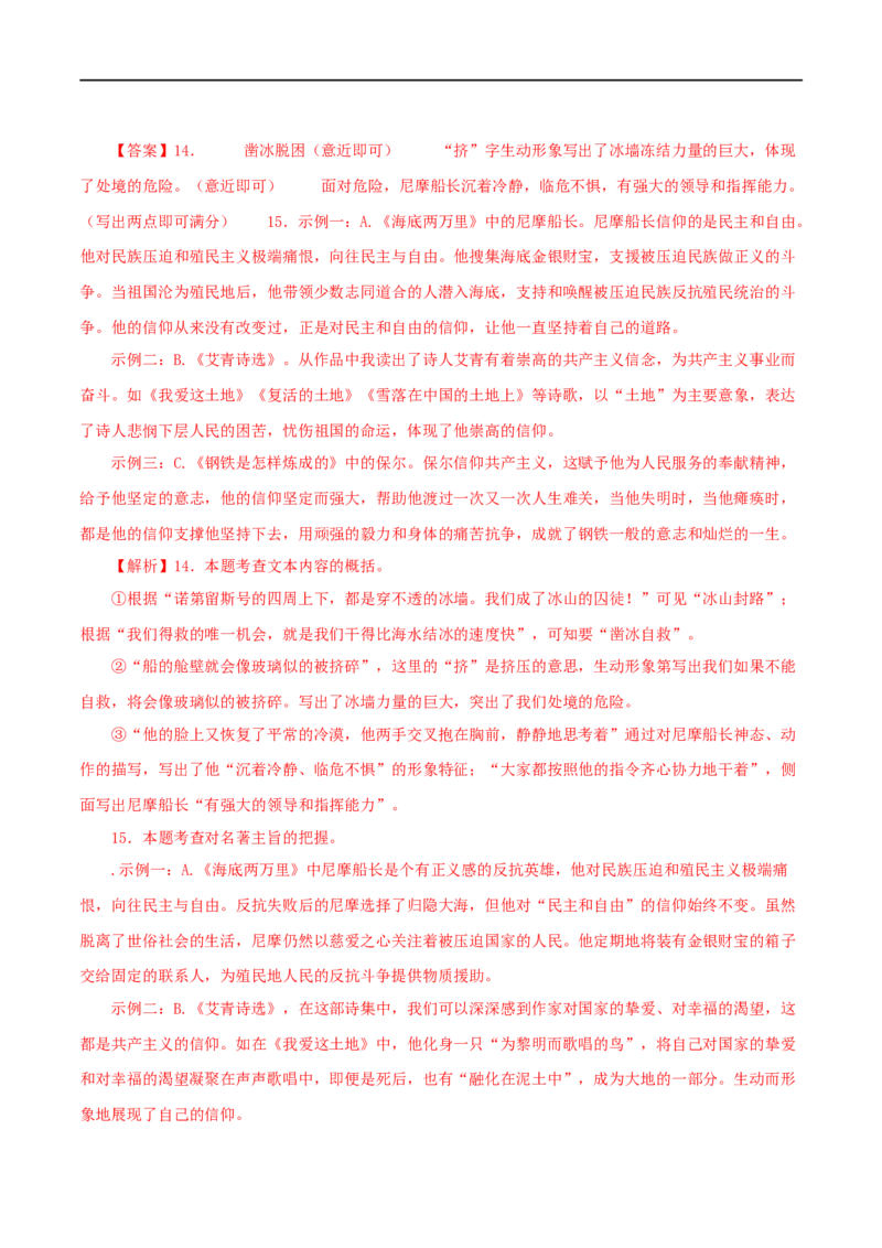专题04《海底两万里》真题精练（综合题）（解析版）_120中考语文全套复习_中考语文复习总复习_专项复习资料_完2024年中考语文名著阅读知识知识梳理+真题练习_答案解析版