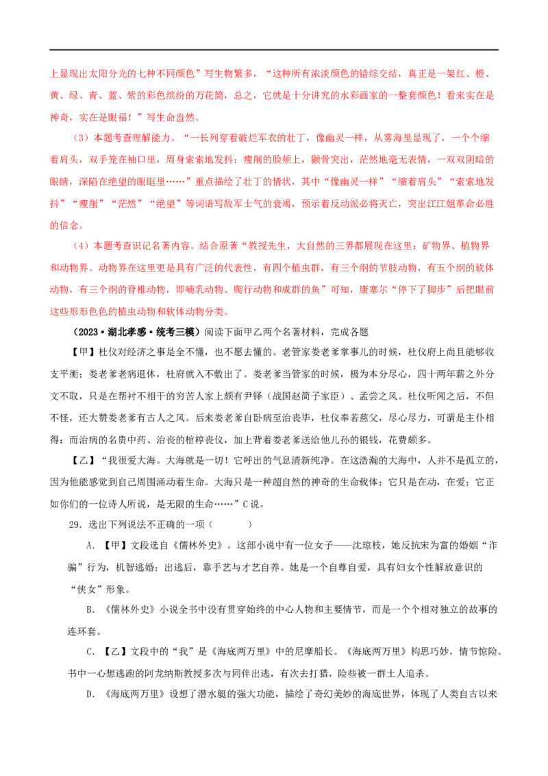 专题04《海底两万里》真题精练（综合题）（解析版）_120中考语文全套复习_中考语文复习总复习_专项复习资料_完2024年中考语文名著阅读知识知识梳理+真题练习_答案解析版