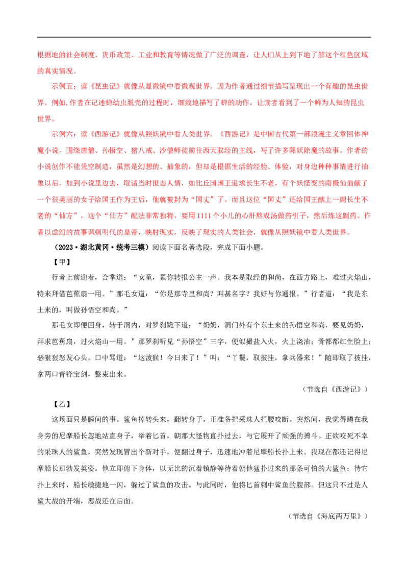 专题04《海底两万里》真题精练（综合题）（解析版）_120中考语文全套复习_中考语文复习总复习_专项复习资料_完2024年中考语文名著阅读知识知识梳理+真题练习_答案解析版