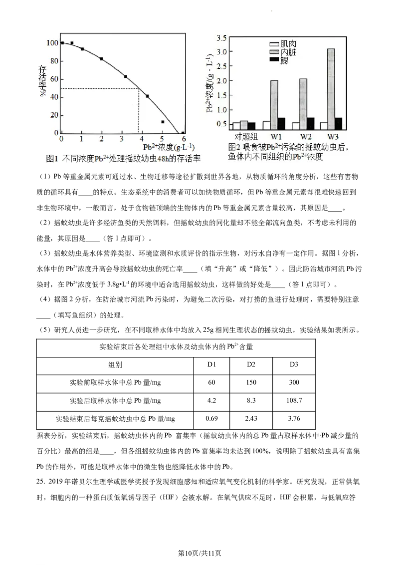 精品解析：黑龙江省大庆实验中学实验三部2023-2024学年高三上学期阶段考试（二）生物试题（原卷版）_2024届黑龙江省大庆市实验中学实验三部高三上学期阶段考试（二）