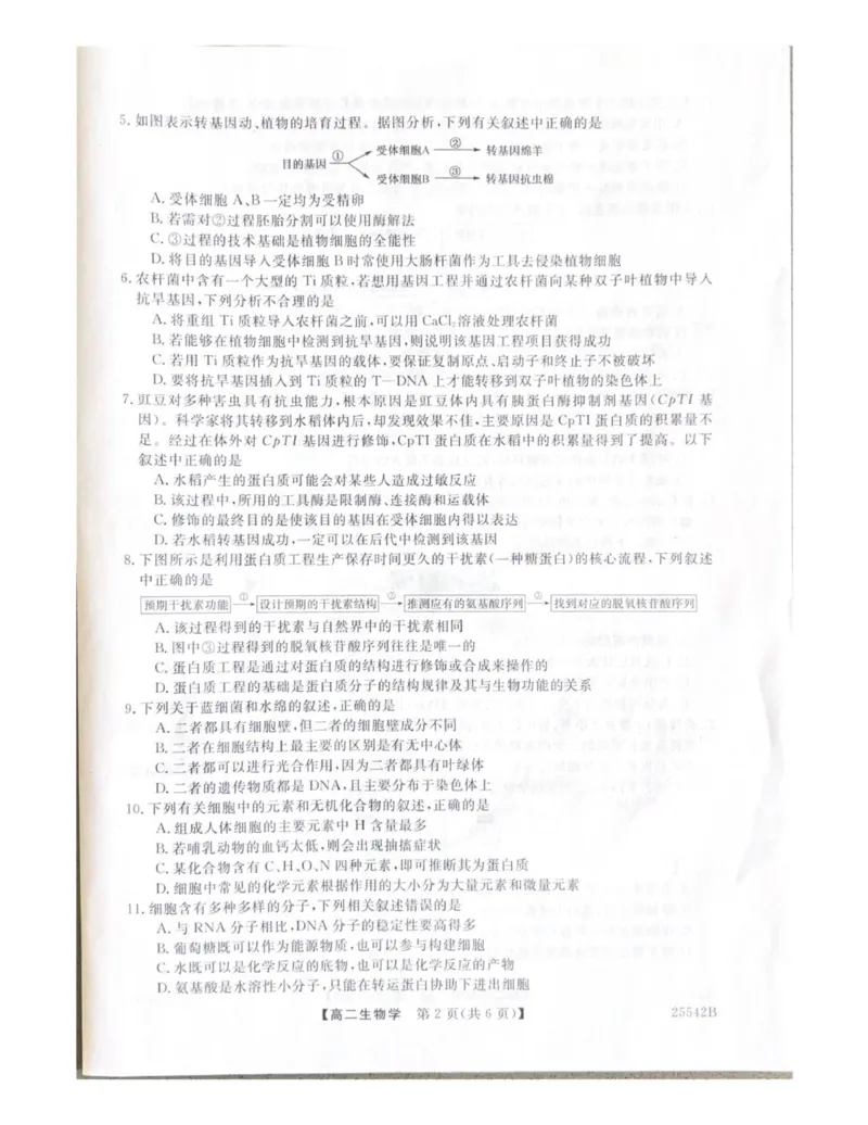 高二生物_2025年7月_250723吉林省白山市五校2024-2025学年高二下学期期末联考（全科）_吉林省白山市五校2024-2025学年高二下学期期末生物试卷