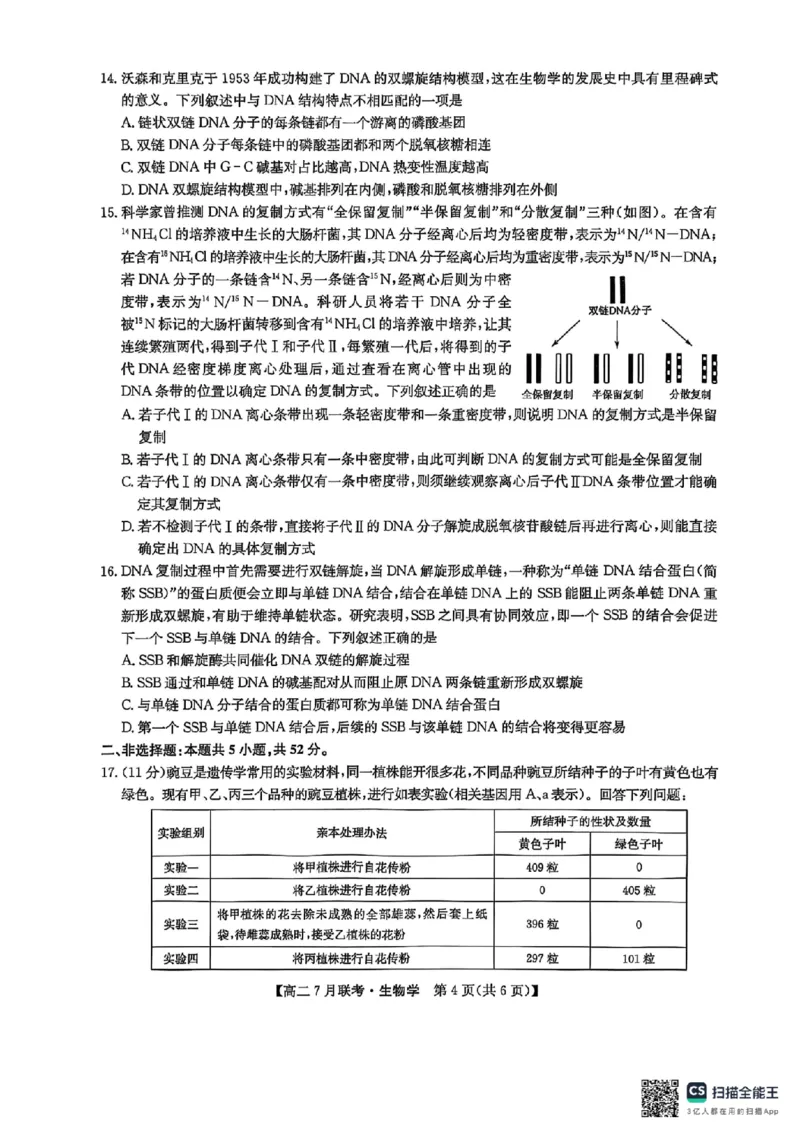 生物试卷-洛阳强基联盟高二7月联考_2025年7月_250713河南省洛阳市强基联盟2025年7月高二下学期期末联考（全科）_河南省洛阳市强基联盟2025年7月高二下学期期末联考生物