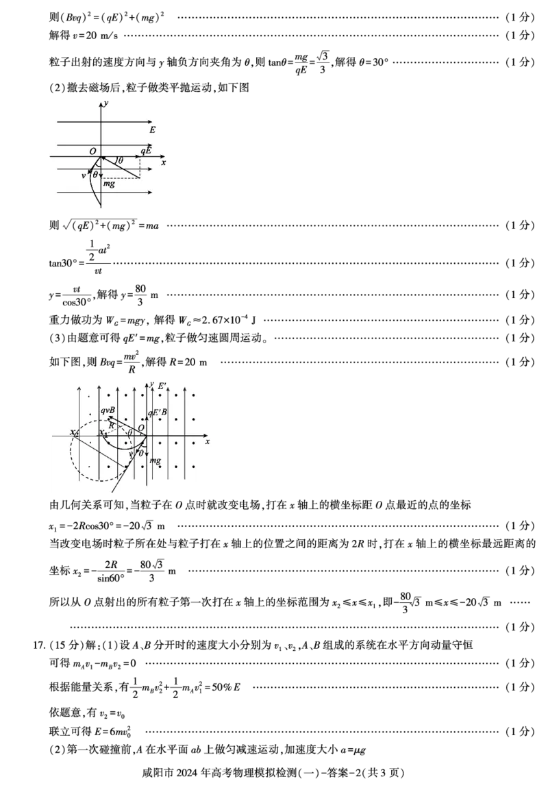 答案&mdash;咸阳一模物理_2024届陕西省咸阳市高考第一次模拟考试_陕西省咸阳市2024高考第一次模拟考试物理