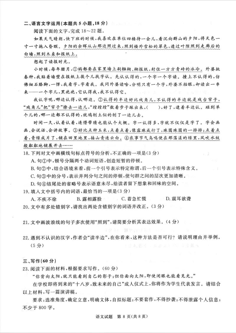 语文_2025年12月_251218河南高三青桐鸣大联考2025年12月联考_河南青桐鸣2026届高三上学期12月联考语文试卷+答案