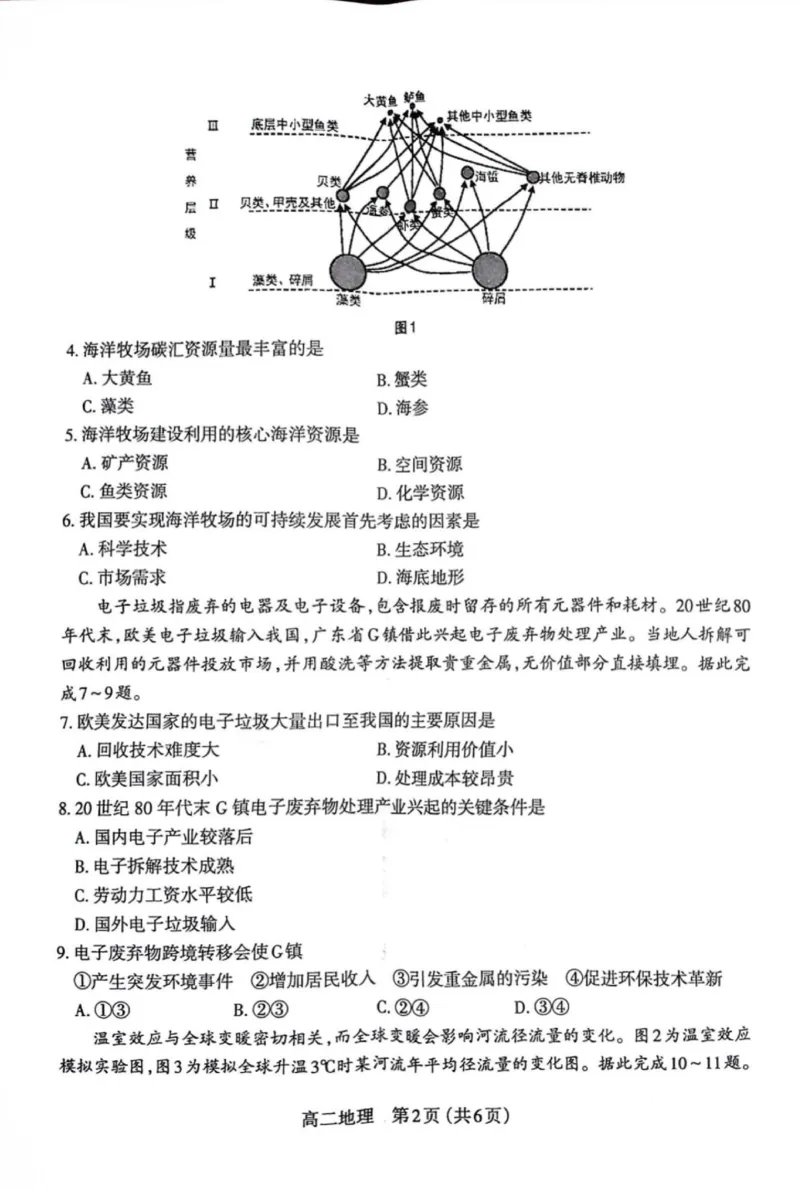 高二地理试题_2025年7月_250702山西省太原市2024-2025学年高二下学期期末（全科）_太原市2024-2025学年高二下学期期末地理