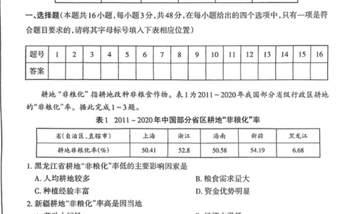高二地理试题_2025年7月_250702山西省太原市2024-2025学年高二下学期期末（全科）_太原市2024-2025学年高二下学期期末地理