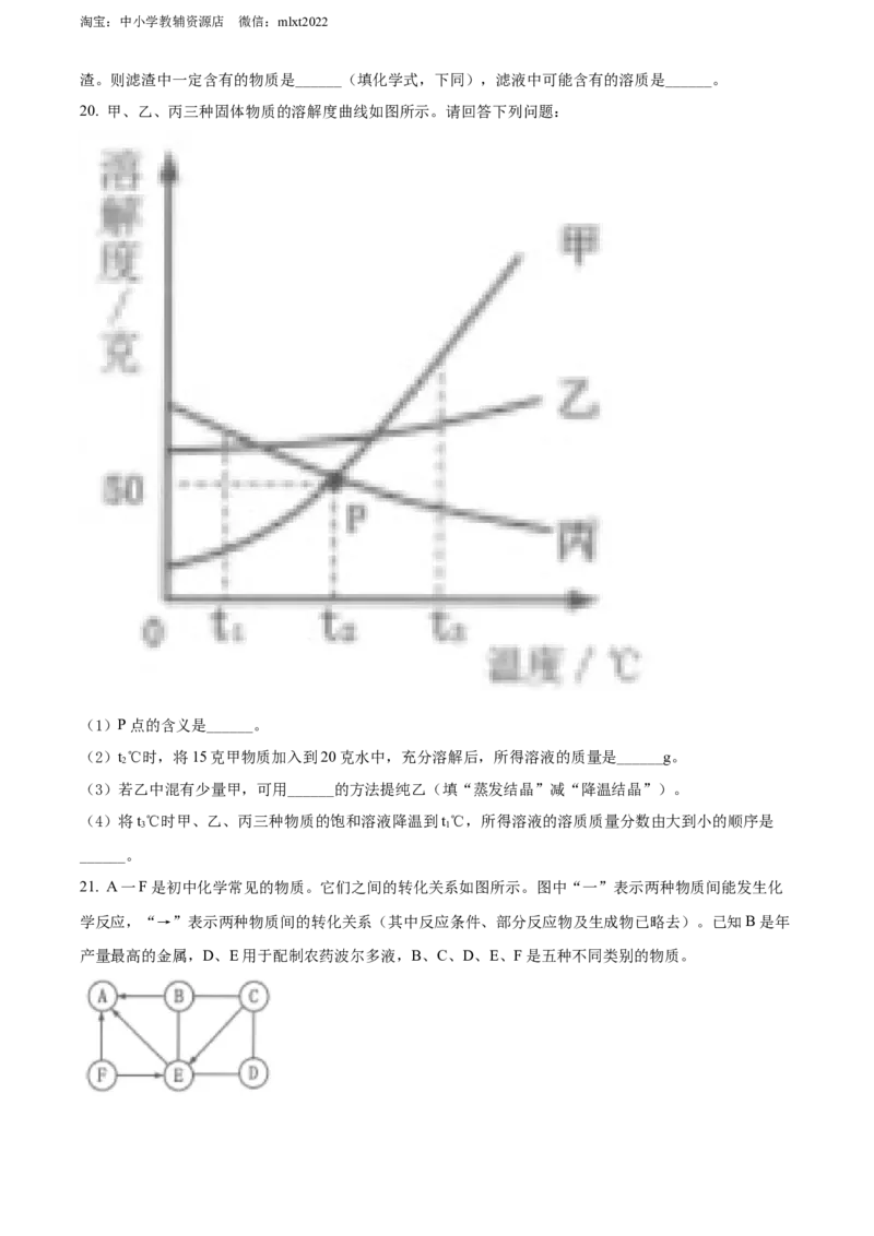 精品解析：2022年黑龙江省齐齐哈尔市中考化学真题（原卷版）_中考真题_5.化学中考真题2015-2024年_2022年中考化学真题（127份）14