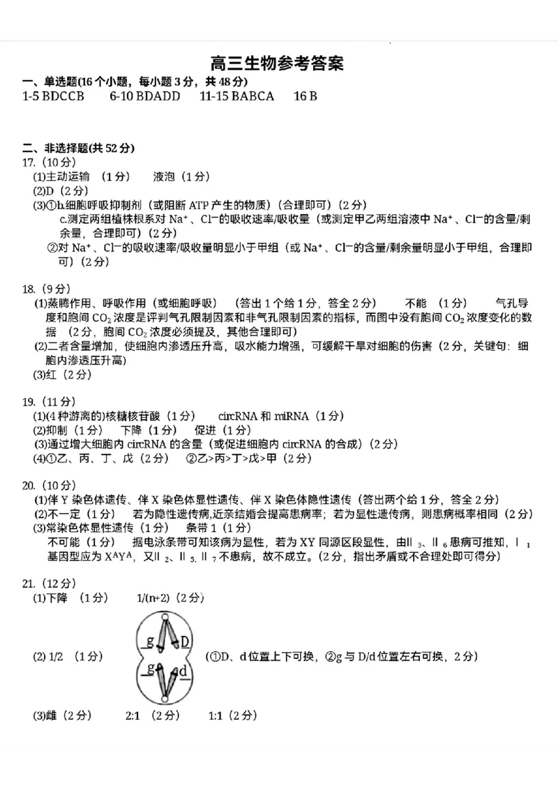高三生物参考答案_2025年11月_251116河南省南阳市2025-2026学年高三上学期期中质量评估（全科）_河南省南阳市2025-2026学年高三上学期期中质量评估生物试题（含答案）