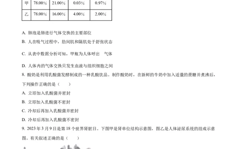 精品解析：2023年四川省内江市中考生物真题（原卷版）_中考真题_8.生物中考真题2015-2024年_2023年全国中考生物7.20_精品解析：2023年四川省内江市中考生物真题