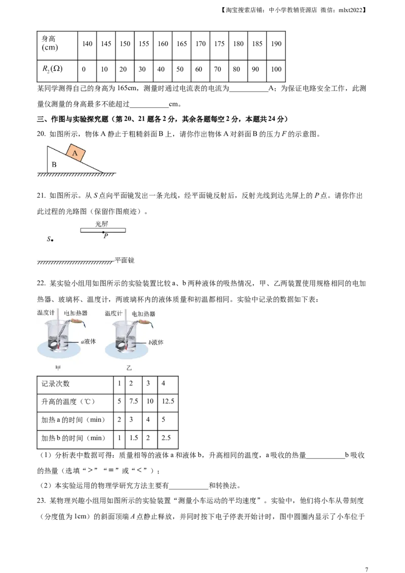 精品解析：2023年四川省广元市中考物理试题（原卷版）_中考真题_4.物理中考真题2015-2024年_2023中考物理真题7.20_精品解析：2023年四川省广元市中考物理试题