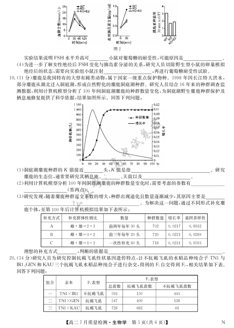 生物-7月质量检测（N）_2025年7月_250728江西省九师联盟2024-2025学年高二下学期7月质量检测（摸底考试）（7.24）（全科）