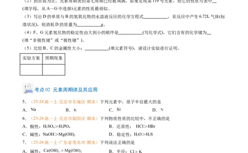 专题08元素周期表与元素周期律（原卷版）_1多考区联考试卷_0108好题汇编备战2024-2025学年高一化学上学期期末真题分类汇编（新高考通用）